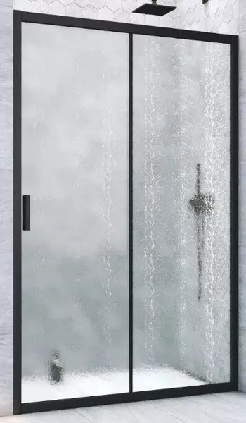 Душевая дверь «Vegas Glass» ZP Novo h2000 115/200 шиншилла/чёрная матовая универсальная