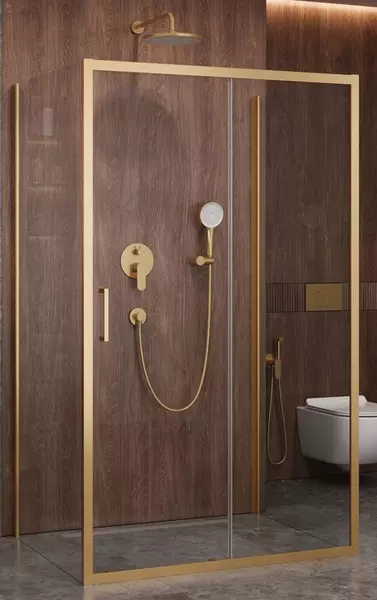 Душевой угол-ограждение «Cezares» MOLVENO-AH-12-140/90-C-BORO-IV 140/90 прозрачный/брашированное золото прямоугольный без поддона универсальный