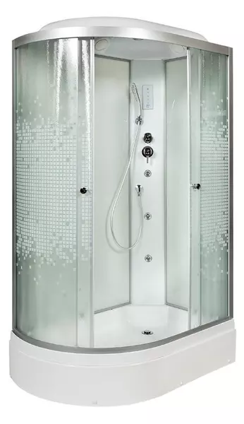 

Душевая кабина «AvaCan» L720R 120/80 средний поддон матовая с рисунком/хром с гидромассажем с электрикой правая