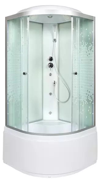 

Душевая кабина «AvaCan» L990 90/90 высокий поддон матовая с рисунком/хром с гидромассажем
