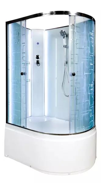 

Душевая кабина «AvaCan» EM4511LN LED 110/80 высокий поддон матовая с рисунком/хром без крыши с электрикой левая