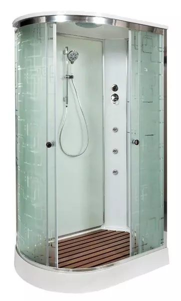 

Душевая кабина «AvaCan» EM1512R 120/80 низкий поддон матовая с рисунком/хром с гидромассажем правая