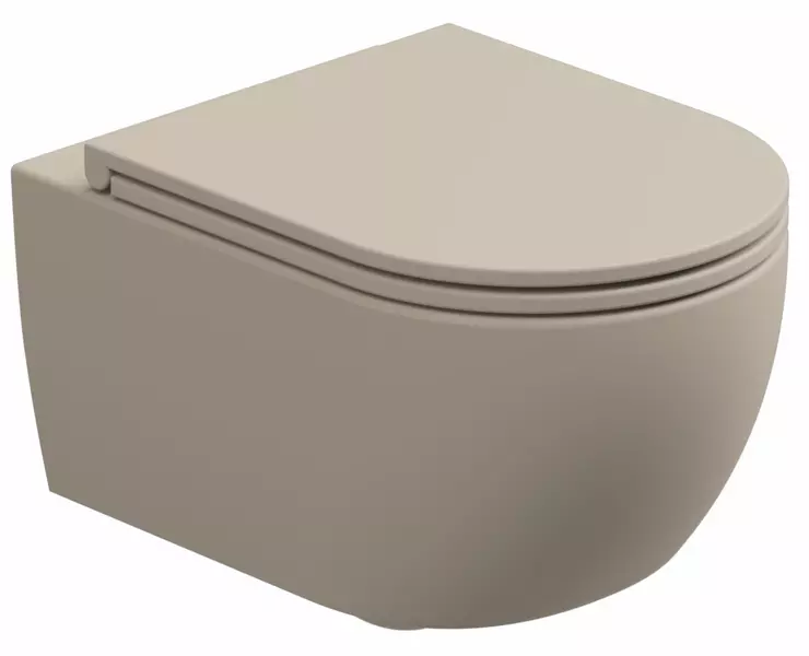 Подвесной унитаз безободковый «GSG» Like LKWCSO034 (Smart Clean) Sabbia Matt с сиденьем дюропласт с микролифтом