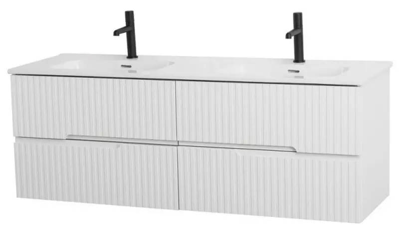 

Тумба с раковиной «Cezares» Duet-N 140 для раковины с двумя чашами (CZR-8095-140-2) подвесная Bianco Lucido