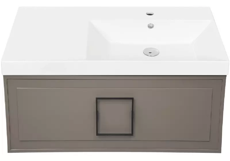 Тумба с раковиной La Fenice Cubo 90 Cubo 90 правая подвесная Cappuccino ручки Nero 67351₽