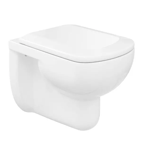 Подвесной унитаз безободковый «Aringa» Рио AR01007WH белый с сиденьем дюропласт с микролифтом белое