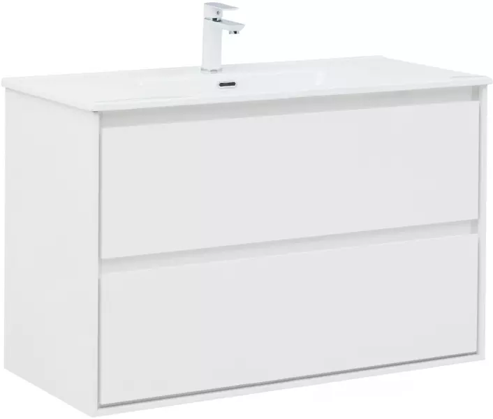 

Тумба с раковиной «Aquanet» Милан 100 (Flat 100 330426) подвесная белый глянец
