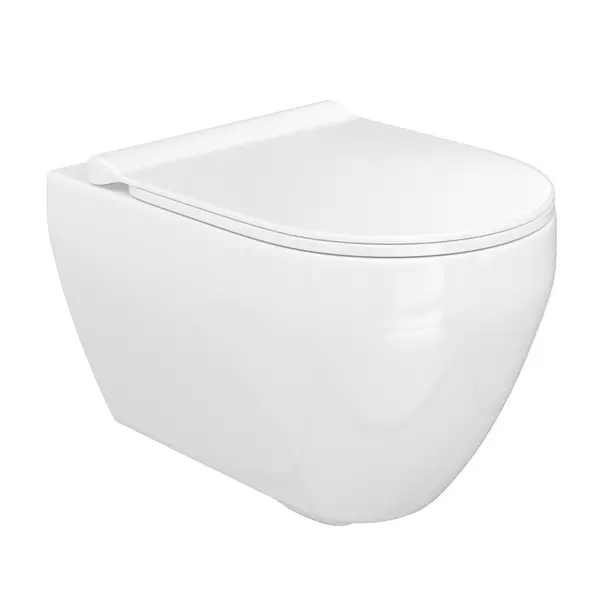 Подвесной унитаз безободковый «Aringa» Асти AR01008WH белый с сиденьем дюропласт с микролифтом белое