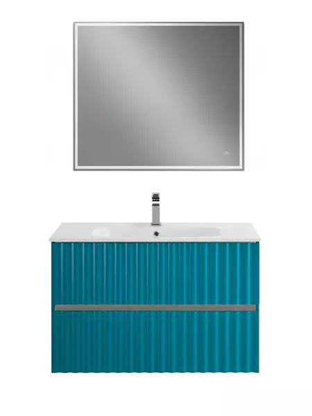 Тумба с раковиной Art Max Elegant 90 с LED подсветкой ручек 9145 подвесная бирюзовый матовый 52230₽