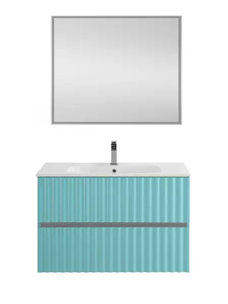 Тумба с раковиной Art Max Elegant 90 с LED подсветкой ручек 9145 подвесная светло-зелёный матовый 52230₽