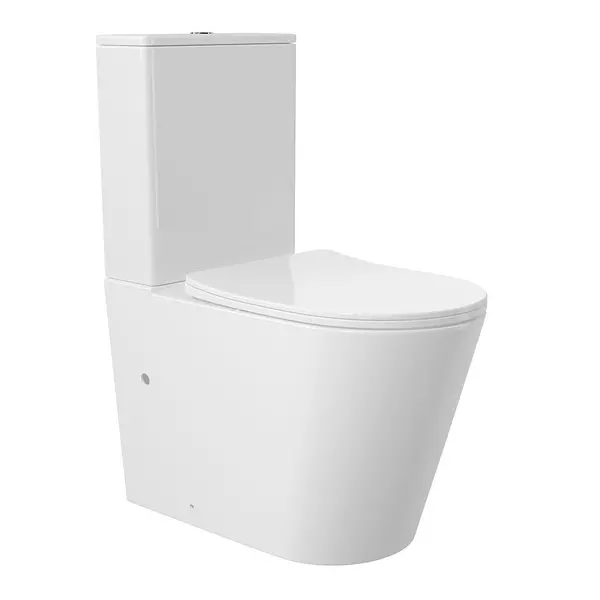 Унитаз компакт безободковый «Aqueduto» AQDSCONT10 белый глянец с сиденьем дюропласт с микролифтом белое