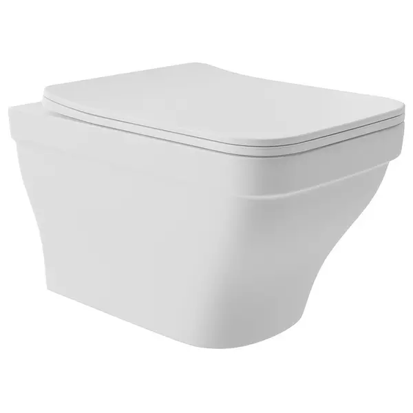 Подвесной унитаз безободковый Aqueduto EST0120 белый матовый с сиденьем дюропласт с микролифтом белое 24700₽