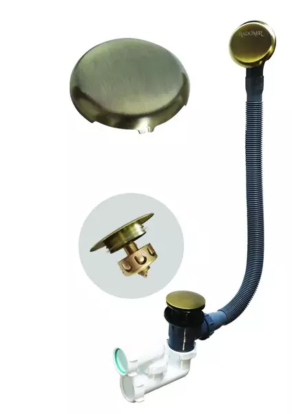 Сифон для ванны слив-перелив Radomir с сеточкой бронза Клик-клак 4677₽