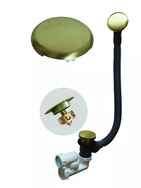 Сифон для ванны слив-перелив Radomir с сеточкой золото Клик-клак 4677₽