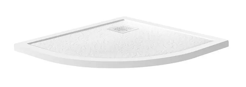 Душевой поддон Belbagno TRAY-MR-UNO-R-80-550-35-W-BO низкий из литьевого мрамора четверть круга с сифоном белый 20500₽