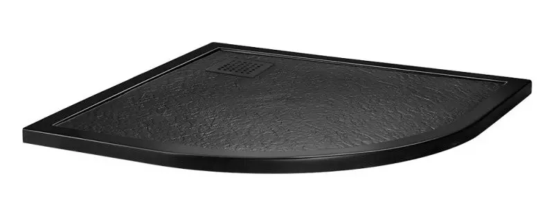 Душевой поддон Belbagno TRAY-MR-UNO-R-90-550-35-NERO-NO низкий из литьевого мрамора четверть круга с сифоном чёрный 23900₽