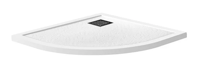 Душевой поддон Belbagno TRAY-MR-UNO-R-90-550-35-W-NO низкий из литьевого мрамора четверть круга с сифоном белый 23000₽