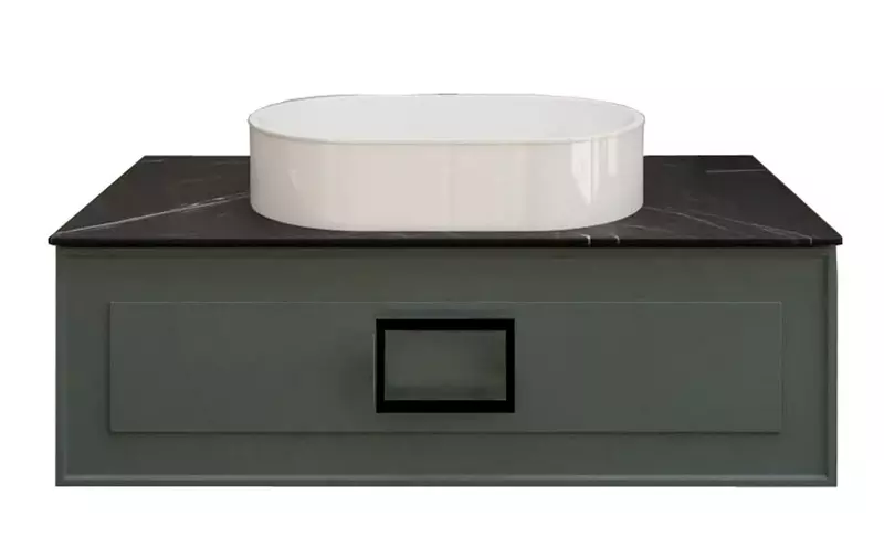 Тумба с раковиной La Fenice Cubo 80 Senso 5537 подвесная Grigio с ручкой Nero 83557₽