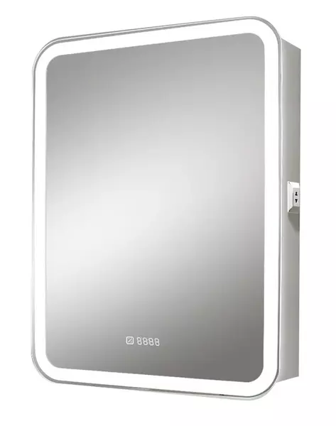 Зеркальный шкаф «Silver Mirrors» Фиджи 60 3.2 с сенсорным выключателем с часами с подсветкой белый правый