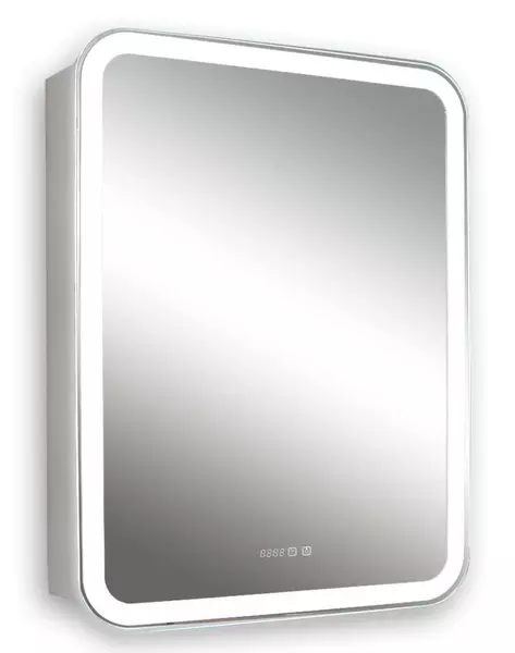 Зеркальный шкаф «Silver Mirrors» Фиджи 60 с сенсорным выключателем с часами с подсветкой белый правый