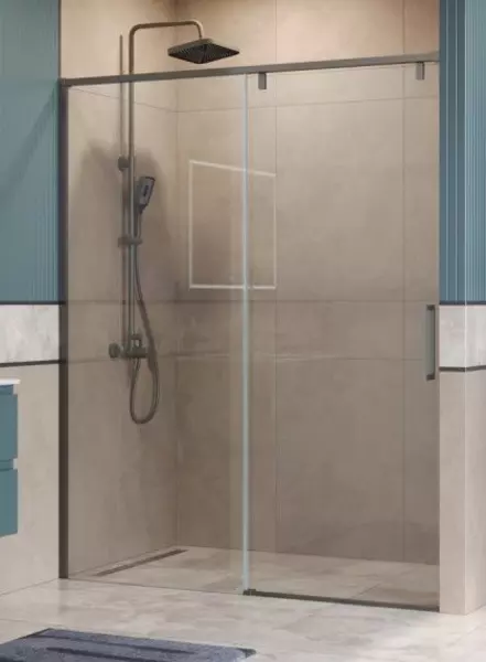 Душевая дверь «Belbagno» SOFT_CLOSE-1-BF-1-160-C-GM 160/200 прозрачная/оружейная сталь универсальная