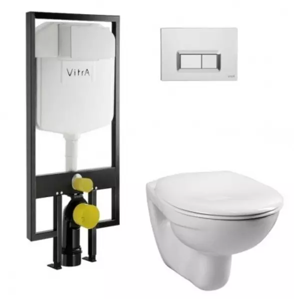 Комплект инсталляция с унитазом, крышкой и кнопкой смыва «Vitra» Normus 9773B003-7200 белый