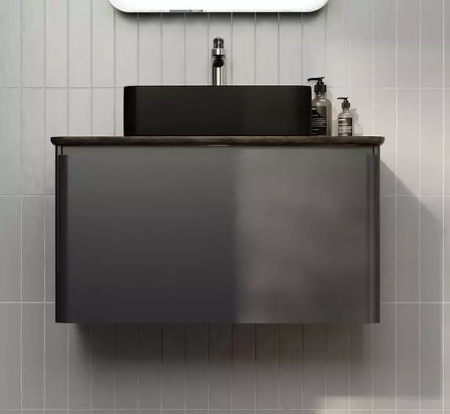 Тумба с раковиной RAVAL Morelle 80 со столешницей Espiral 5037 подвесная АнтрацитТрюфель 49700₽