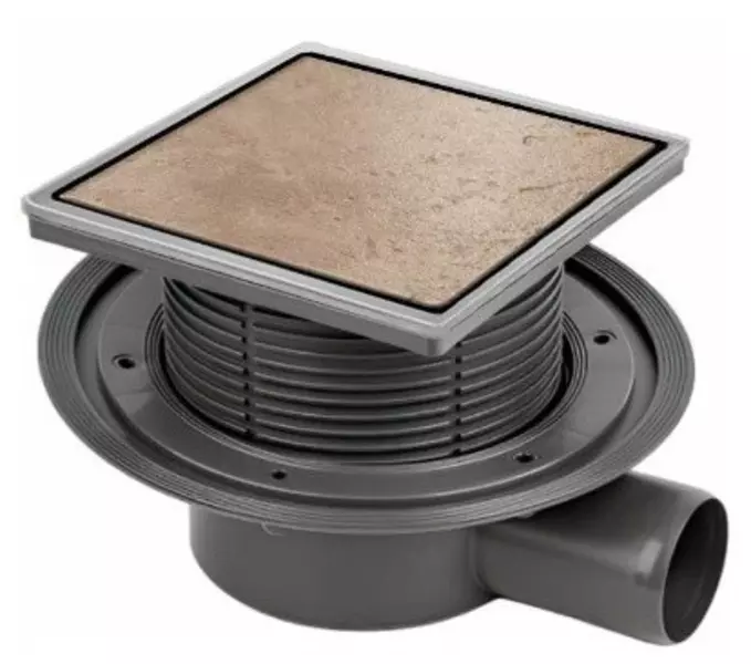 Трап для душа «Bettoserb» Desiner Beaty 150х150 с мультисифоном 13000085B боковой выпуск хром/под плитку