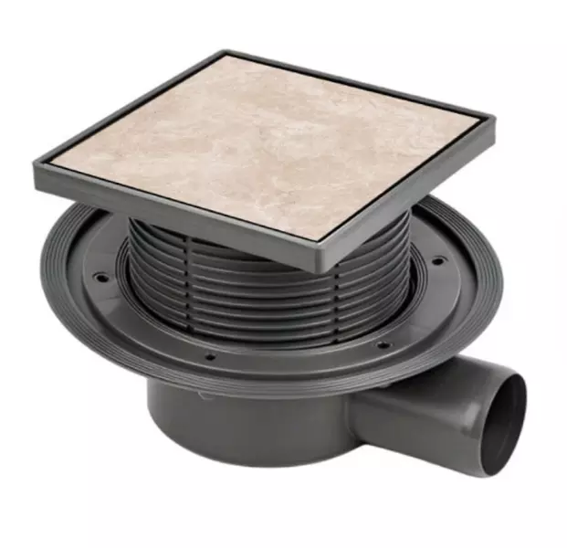 Трап для душа Bettoserb Simple Perfect 150х150 с мультисифоном 13000088B боковой выпуск хромпод плитку 4400₽