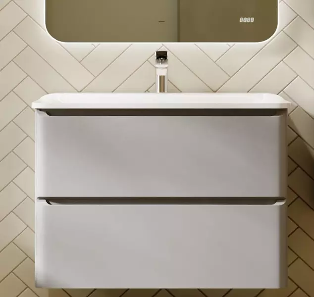 Тумба с раковиной Raval Welto 80 Solo 80 с двумя ящиками подвесная светло-серая 31900₽