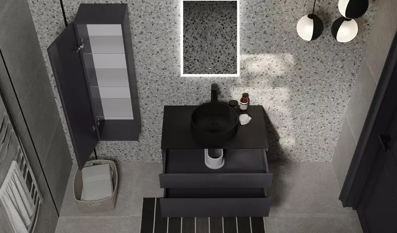 Мебель для ванной подвесная Raval Decent 80 со столешницей антрацит 51591₽