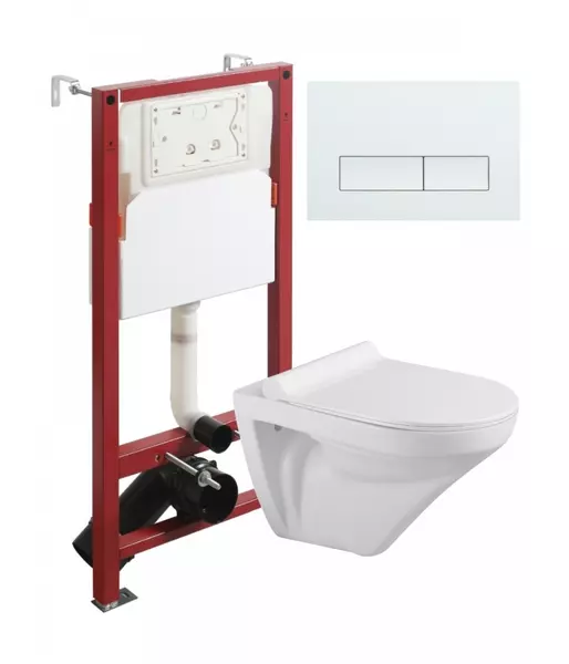 Комплект инсталляция с унитазом крышкой и кнопкой смыва Agger ATI06100APB288 безободковый белый 35470₽