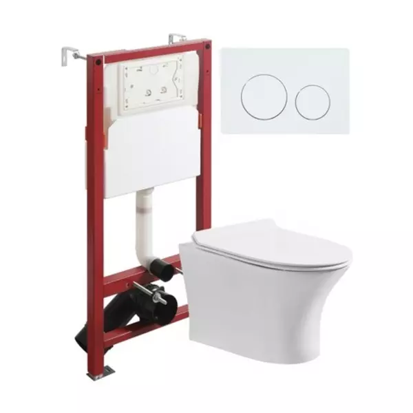 Комплект инсталляция с унитазом крышкой и кнопкой смыва Orange CI01-100WAPB188 безободковый белый 37470₽