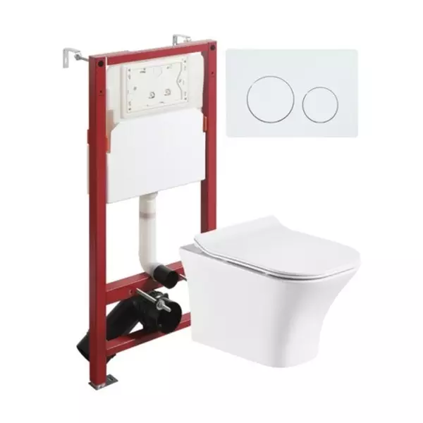 Комплект инсталляция с унитазом крышкой и кнопкой смыва Orange CI02-100WAPB188 безободковый белый 36470₽