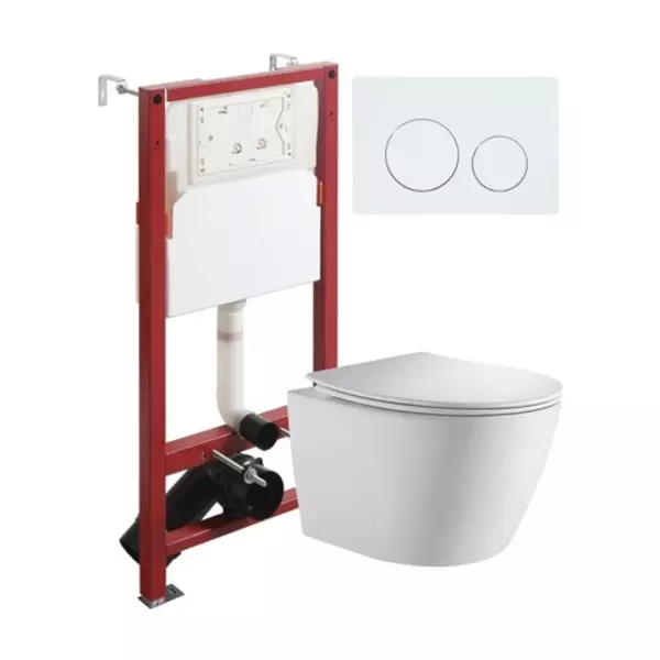 Комплект инсталляция с унитазом крышкой и кнопкой смыва Orange CI07-150WAPB188 безободковый белый 38970₽