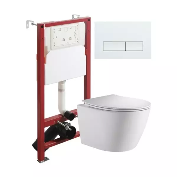 Комплект инсталляция с унитазом крышкой и кнопкой смыва Orange CI07-150WAPB288 безободковый белый 38970₽