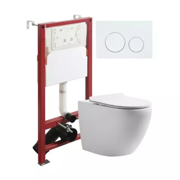 Комплект инсталляция с унитазом крышкой и кнопкой смыва Orange CI07-100WAPB188 безободковый белый 36470₽