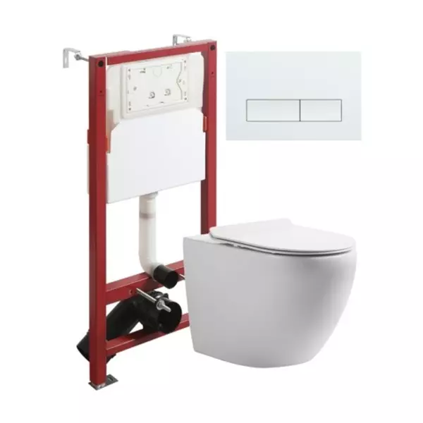 Комплект инсталляция с унитазом крышкой и кнопкой смыва Orange CI07-100WAPB288 безободковый белый 36470₽