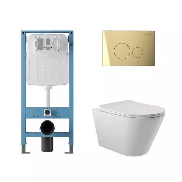 Комплект инсталляция с унитазом крышкой и кнопкой смыва Aqueduto Cone AQDS233 безободковый белый 37500₽