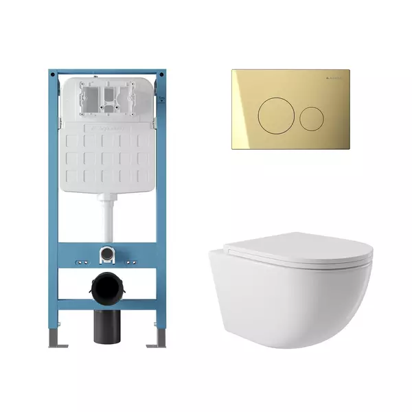 Комплект инсталляция с унитазом крышкой и кнопкой смыва Aqueduto Ovo AQDS235 безободковый белый 37500₽