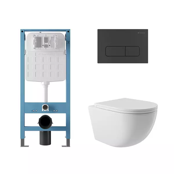 Комплект инсталляция с унитазом крышкой и кнопкой смыва Aqueduto Ovo AQDS113 безободковый белый 34800₽