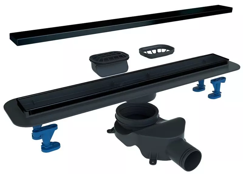 Душевой лоток «Bettoserb» Compact Line 550 13702509BM боковой выпуск чёрный матовый/под плитку