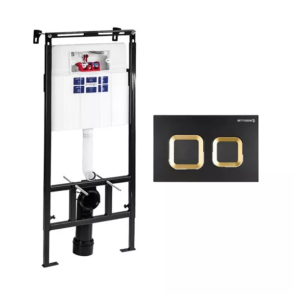 Инсталляция для унитаза с кнопкой Bettoserb Sava Slim Superior SES40006489 клавиша смыва Smart чёрная матоваязолото глянец 26500₽