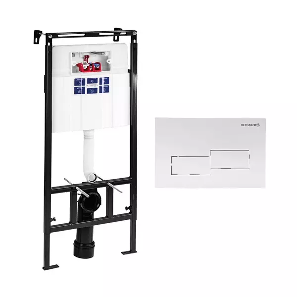 Инсталляция для унитаза с кнопкой Bettoserb Sava Fix Slim SET40006486G клавиша смыва Bricks белая глянцевая 20200₽