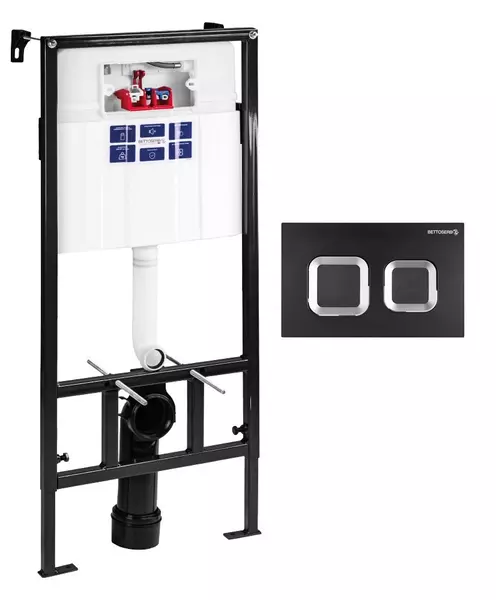 Инсталляция для унитаза с кнопкой Bettoserb Sava Fix Slim SET40006487 клавиша смыва Smart чёрная матоваяхром глянец 22200₽