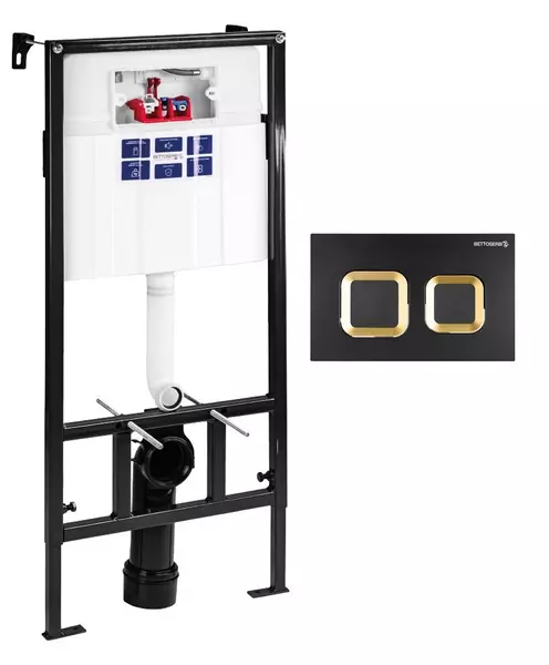 Инсталляция для унитаза с кнопкой Bettoserb Sava Fix Slim SET40006489 клавиша смыва Smart чёрная матоваязолото глянец 22500₽