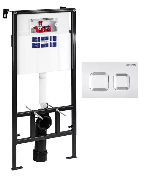 Инсталляция для унитаза с кнопкой Bettoserb Sava Fix Slim SET40006488G клавиша смыва Smart хром глянец 21900₽