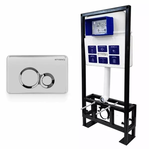 Инсталляция для унитаза с кнопкой Bettoserb Sava Free Standing SFS40006463 клавиша смыва Duo хром матовыйхром глянец 26500₽