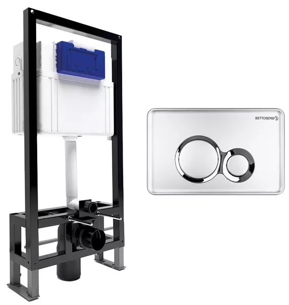 Инсталляция для унитаза с кнопкой Bettoserb Sava Free Standing SFS40006465 клавиша смыва Duo хром глянецхром матовый 25800₽