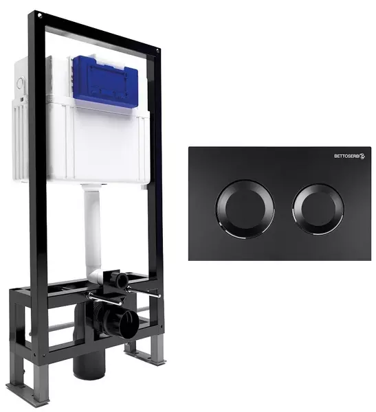 Инсталляция для унитаза с кнопкой Bettoserb Sava Free Standing SFS40006467 клавиша смыва Cool чёрная матовая 26400₽